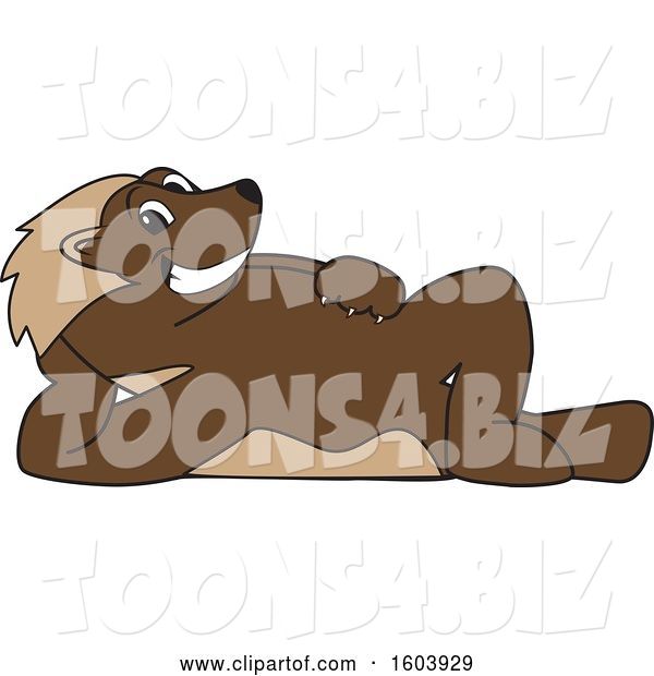 Vector Illustration of a Cartoon Wolverine Mascot Relaxing