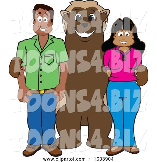 Vector Illustration of a Cartoon Wolverine Mascot with Parents