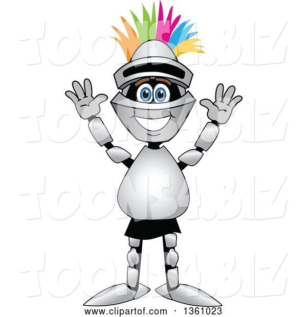 Vector Illustration of a Cheering Lancer Mascot with a Colorful Mohawk