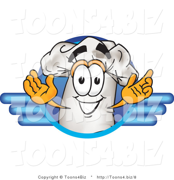 Vector Illustration of a Chef Hat Mascot on a Blue Logo