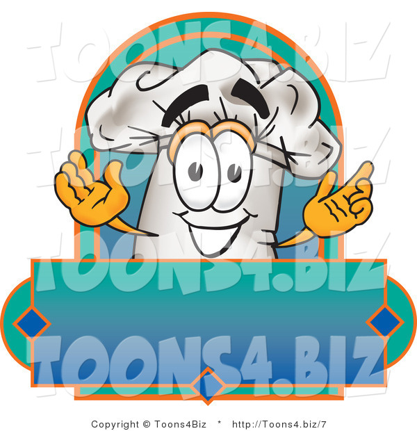 Vector Illustration of a Chef Hat Mascot over a Blank Label