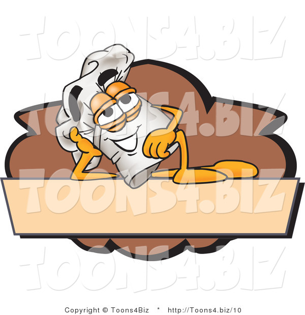 Vector Illustration of a Chef Hat Mascot Resting over a Blank Brown Label