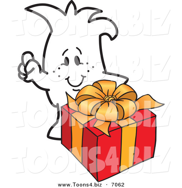 Vector Illustration of a Christmas Guy by a Gift