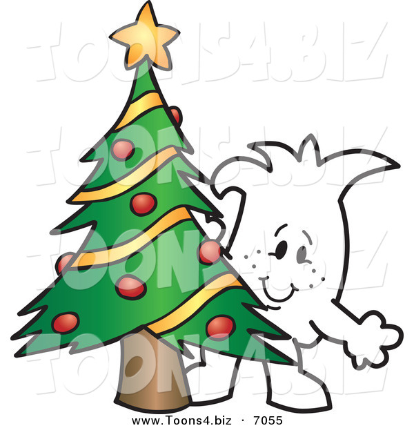 Vector Illustration of a Christmas Guy by a Tree
