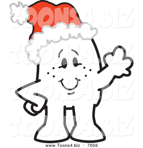 Vector Illustration of a Christmas Guy Waving and Wearing a Santa Hat