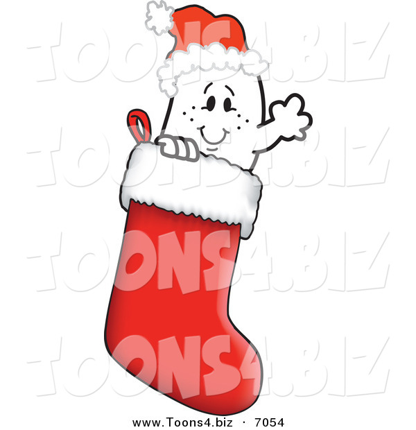 Vector Illustration of a Christmas Guy Wearing a Santa Hat in a Stocking