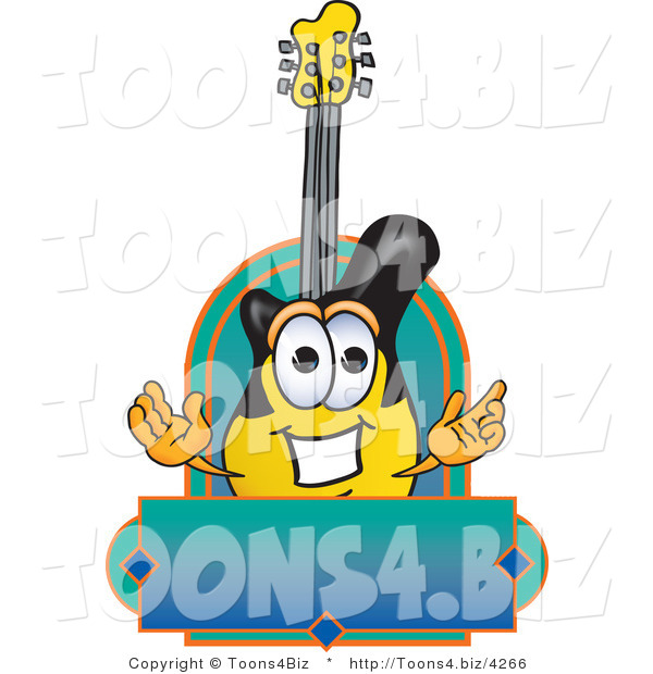 Vector Illustration of a Clipart Picture of a Guitar Mascot