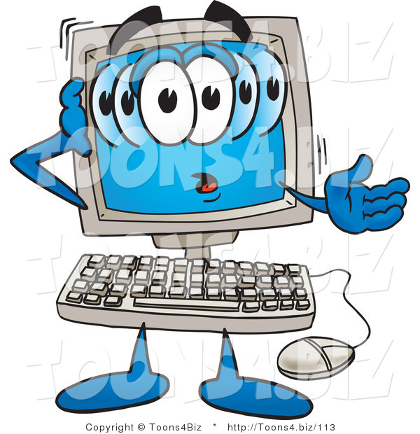 Vector Illustration of a Confused Cartoon Computer Mascot