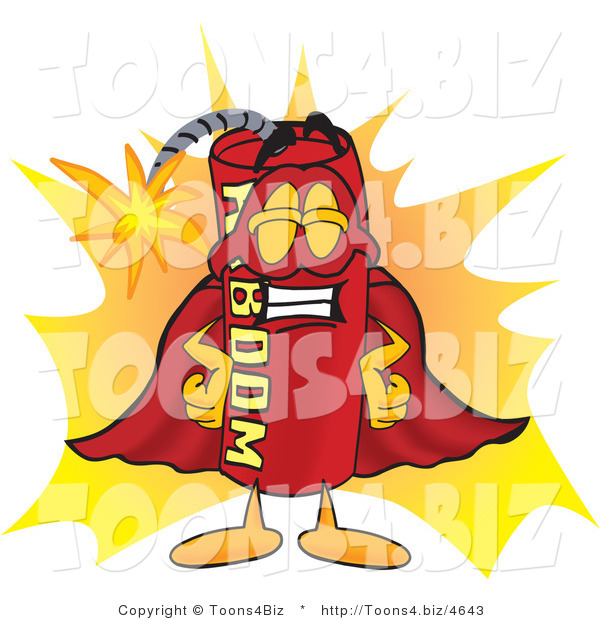 Vector Illustration of a Dynamite Stick Mascot Dressed As a Super Hero