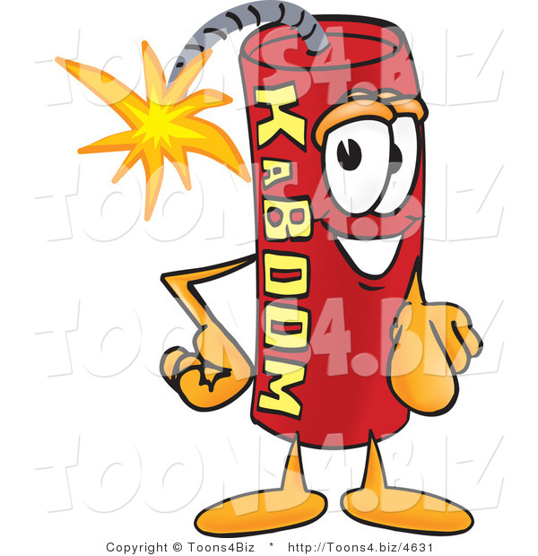 Vector Illustration of a Dynamite Stick Mascot Pointing at the Viewer