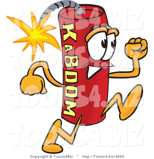 Vector Illustration of a Dynamite Stick Mascot Running