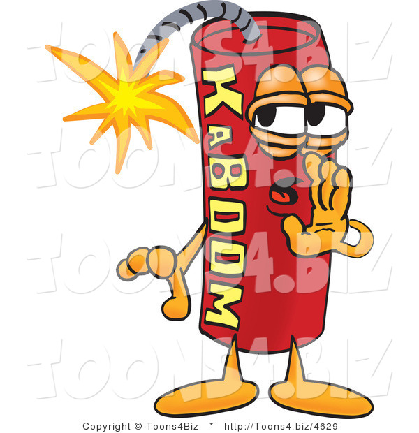 Vector Illustration of a Dynamite Stick Mascot Whispering and Gossiping