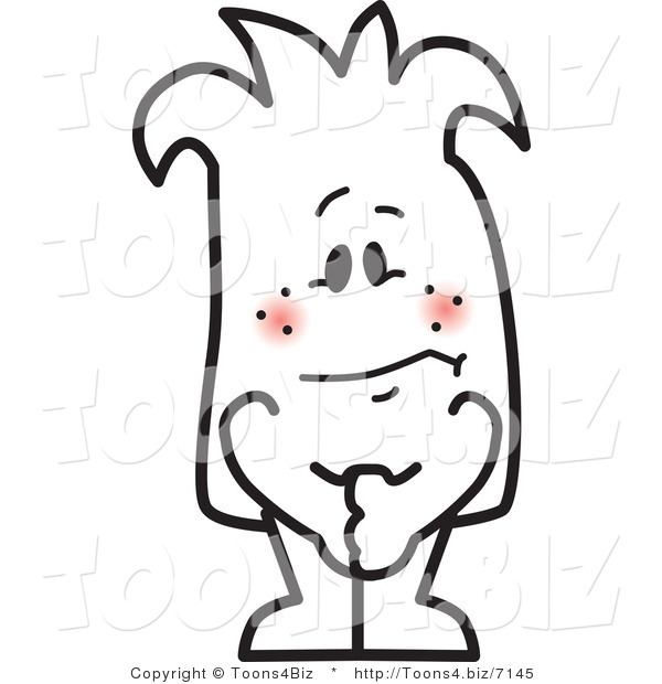 Vector Illustration of a Embarassed Blushing Cartoon Character Outline