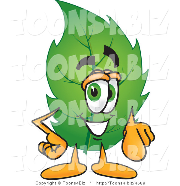 Vector Illustration of a Green Leaf Mascot Pointing at the Viewer