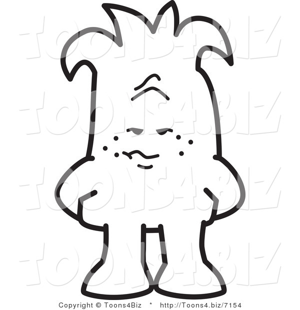 Vector Illustration of a Guilty Outlined Cartoon Character