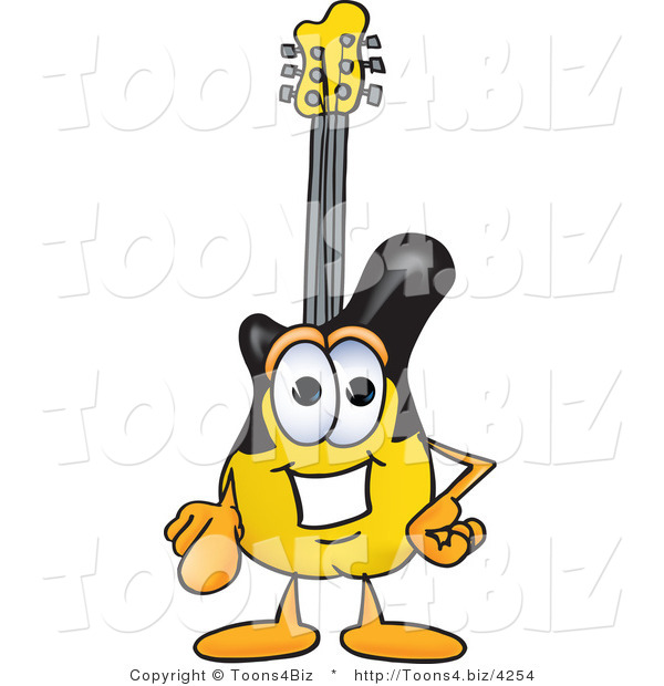 Vector Illustration of a Guitar Mascot Pointing at the Viewer