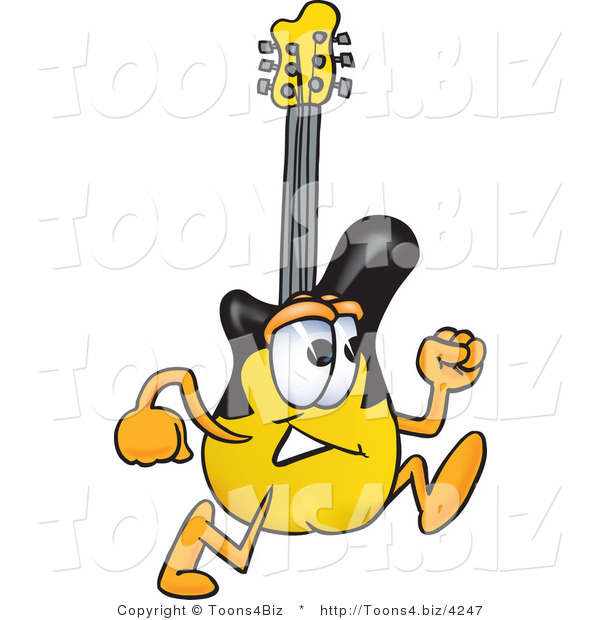 Vector Illustration of a Guitar Mascot Running