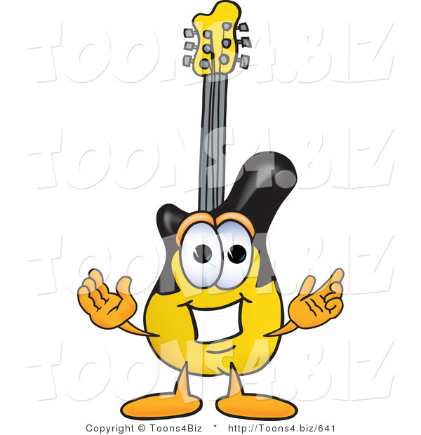 Vector Illustration of a Guitar Mascot with Welcoming Open Arms