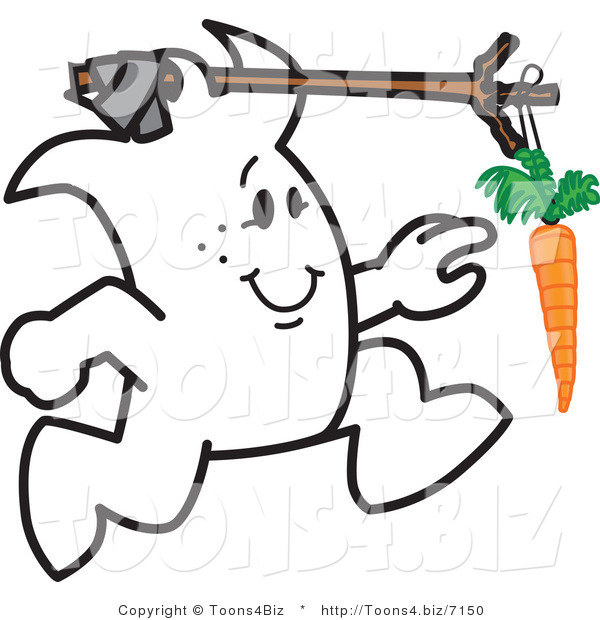Vector Illustration of a Guy Chasing a Carrot Attached to His Head