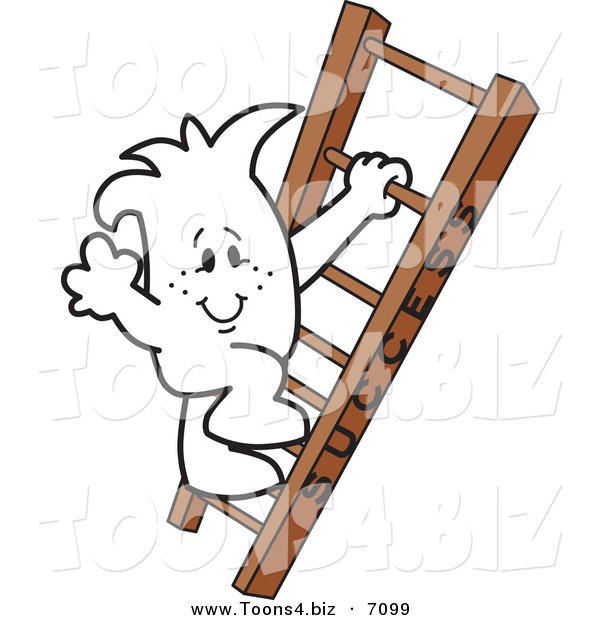 Vector Illustration of a Guy Climbing the Ladder to Success