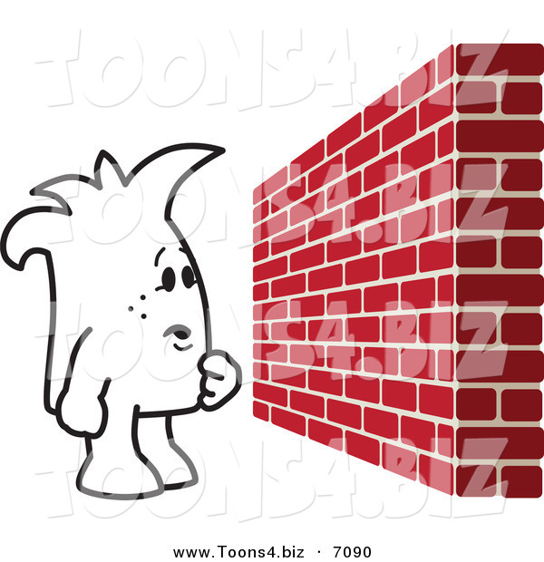 Vector Illustration of a Guy Facing a Brick Wall Obstacle