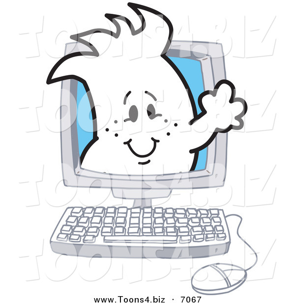 Vector Illustration of a Guy on a Computer Screen