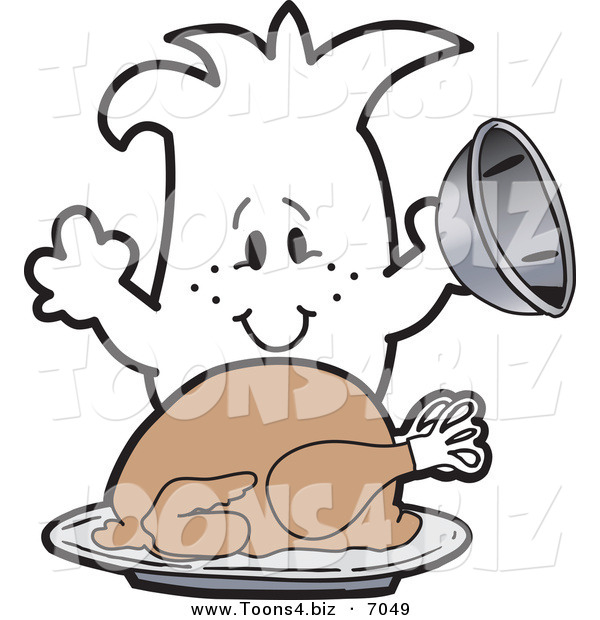 Vector Illustration of a Guy Serving a Thanksgiving Turkey