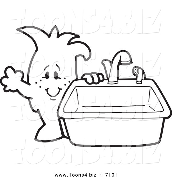 Vector Illustration of a Guy Standing by a Kitchen Sink