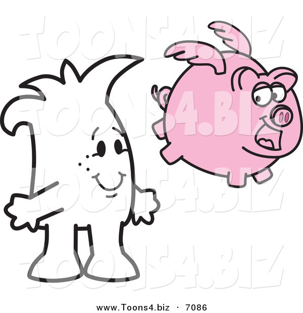 Vector Illustration of a Guy Watching a Pig Fly