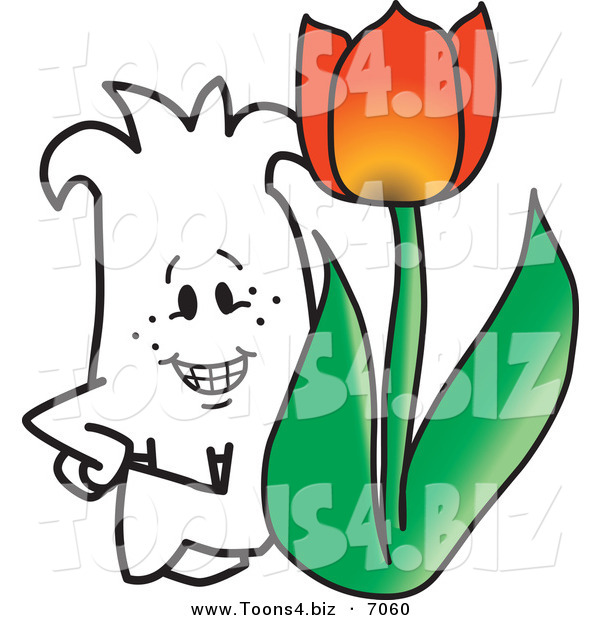Vector Illustration of a Guy with a Tulip
