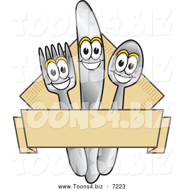Vector Illustration of a Happy Cutlery and Napkin Mascot Character Diner Sign or Logo