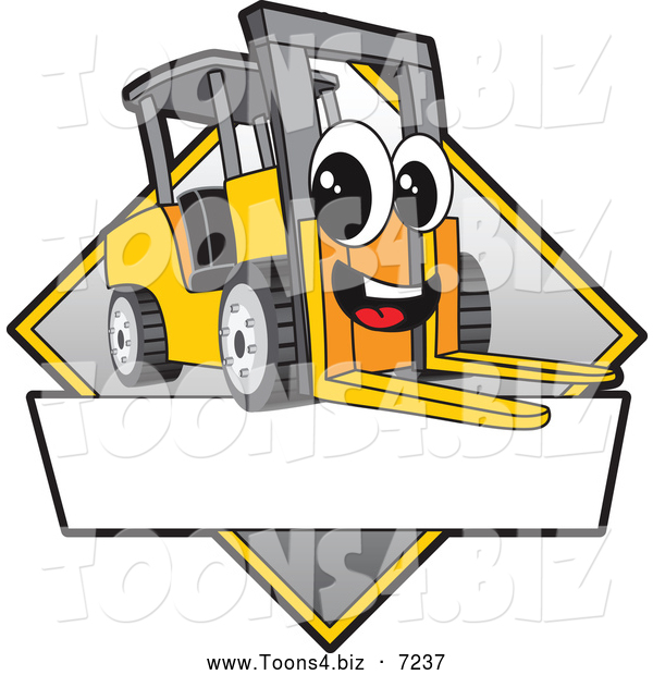 Vector Illustration of a Happy Forklift Mascot Character Sign or Logo
