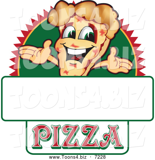 Vector Illustration of a Happy Pizza Mascot Character Sign or Logo 1