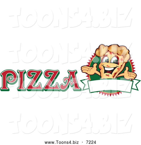 Vector Illustration of a Happy Pizza Mascot Character Sign or Logo 3