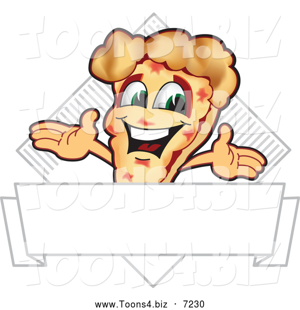 Vector Illustration of a Happy Pizza Mascot Character Sign or Logo 7