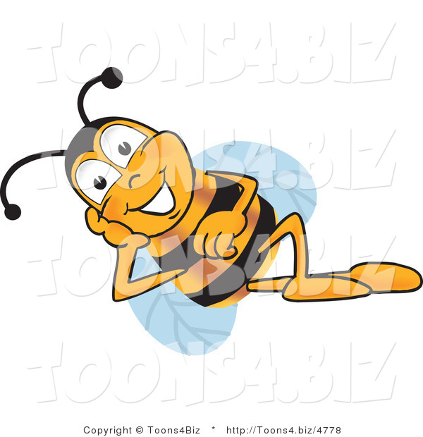 Vector Illustration of a Honey Bee Mascot Resting His Face on His Hand