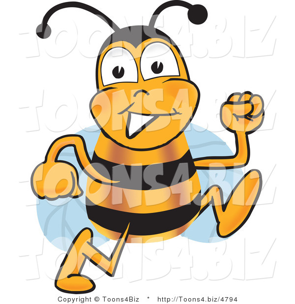 Vector Illustration of a Honey Bee Mascot Running