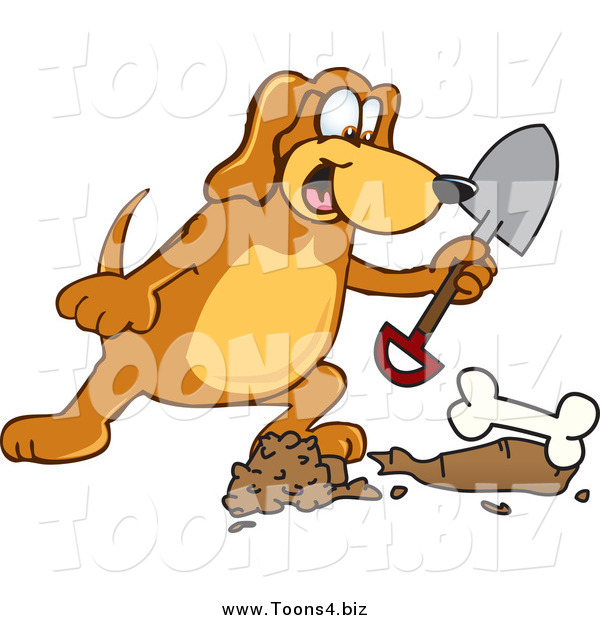 Vector Illustration of a Hound Dog Burying a BoneHound Dog Burying a Bone