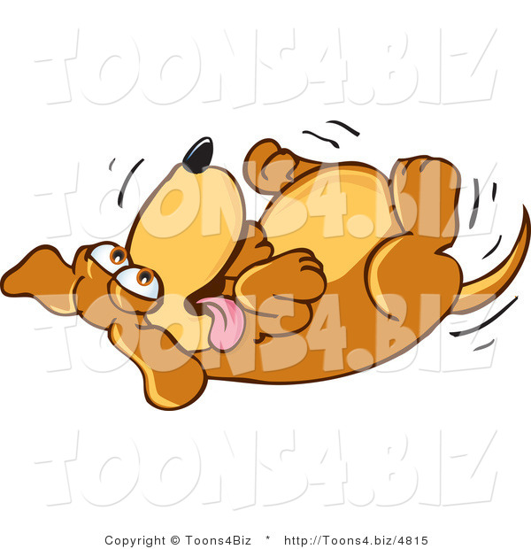 Vector Illustration of a Hound Dog Mascot Rolling Around on His Back, Asking for a Belly Rub