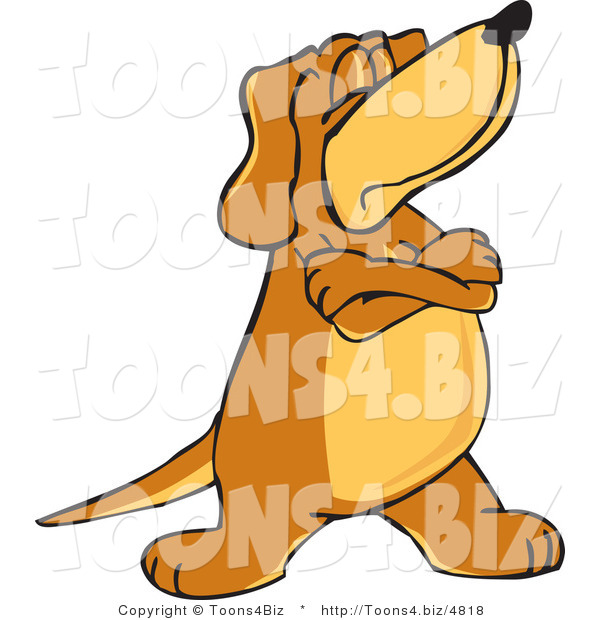 Vector Illustration of a Hound Dog Mascot with Crossed Arms, Disobeying Commands