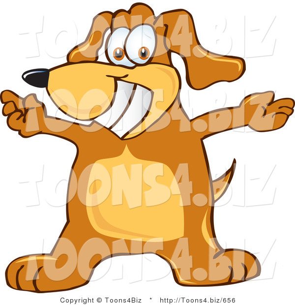 Vector Illustration of a Hound Dog Mascot with Open Arms
