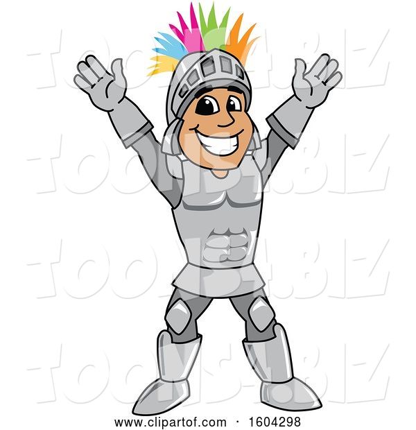 Vector Illustration of a Knight Mascot with a Colorful Mohawk