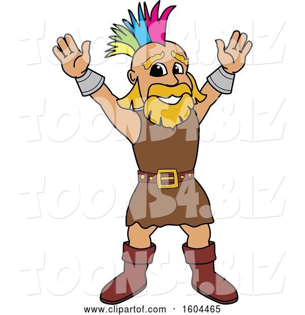 Vector Illustration of a Male Viking School Mascot with a Colorful Mohawk