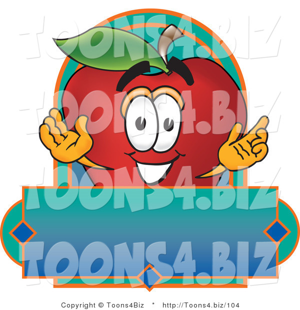 Vector Illustration of a Red Apple Mascot Label