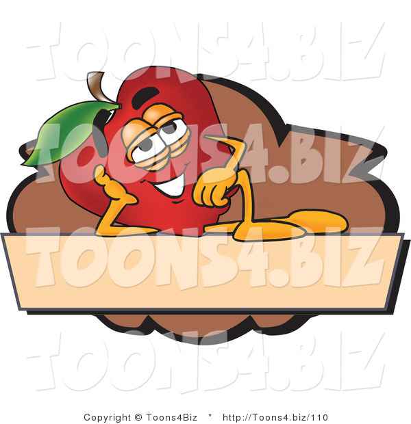 Vector Illustration of a Red Apple Mascot Label