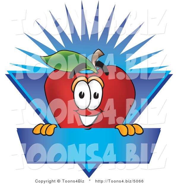 Vector Illustration of a Red Apple Mascot Label with a Burst