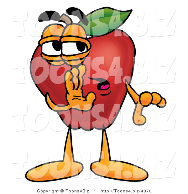 Vector Illustration of a Red Apple Mascot Whispering Secrets