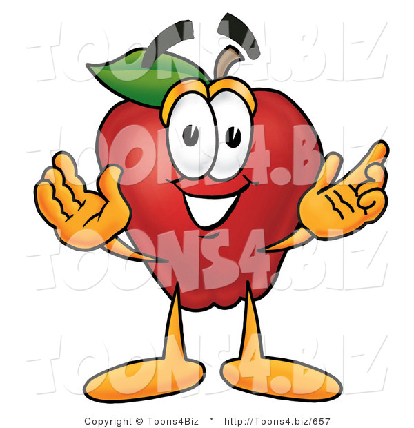 Vector Illustration of a Red Apple Mascot with Open Arms While Greeting Someone