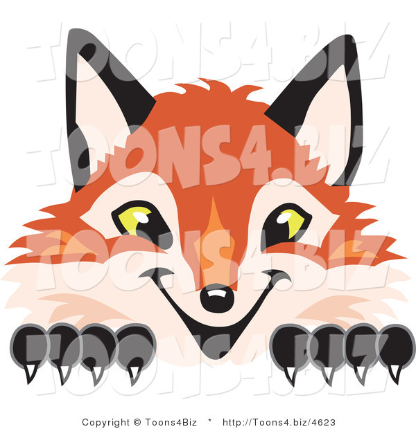 Vector Illustration of a Red Fox Mascot Peeking