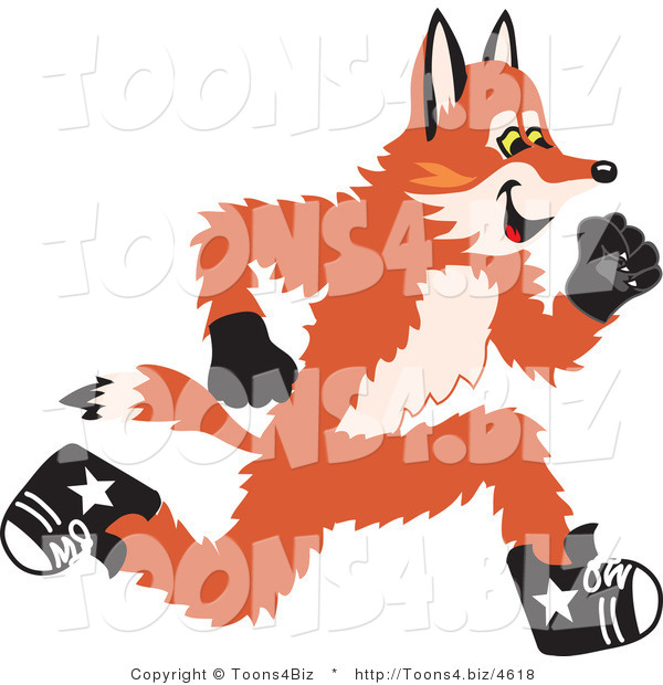 Vector Illustration of a Red Fox Mascot Running